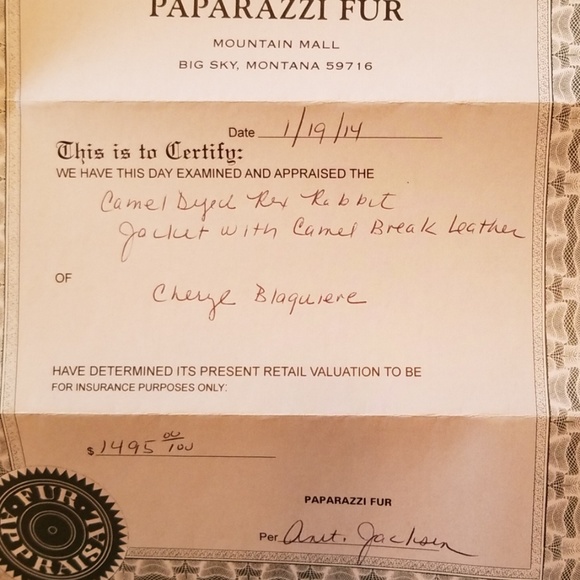 Rex Rabbit Jacket w/ Camel Break Leather - Picture 3 of 4